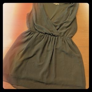 olive v-neck dress